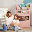 Libreria per Bambini con Ripiani Mensole e Cassetto 60x29,9x90 cm in MDF Rosa -2