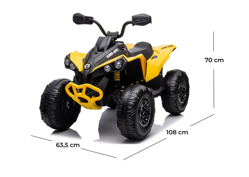 Quad Elettrico per Bambini Licenza Can-Am Renegade 12V ATV Telecomando e Ammortizzatori Giallo  -5