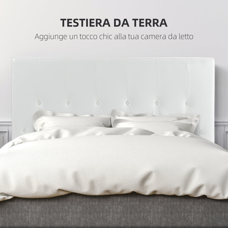 Testiera Letto Matrimoniale Imbottita Design a Bottoni 160x7x120 cm in Pelle PU Bianca-4