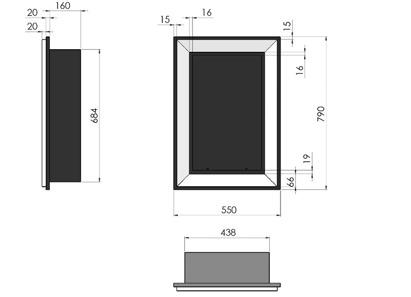 Cheminée Bioéthanol Murale 55x79 cm Frame 550 Blanc