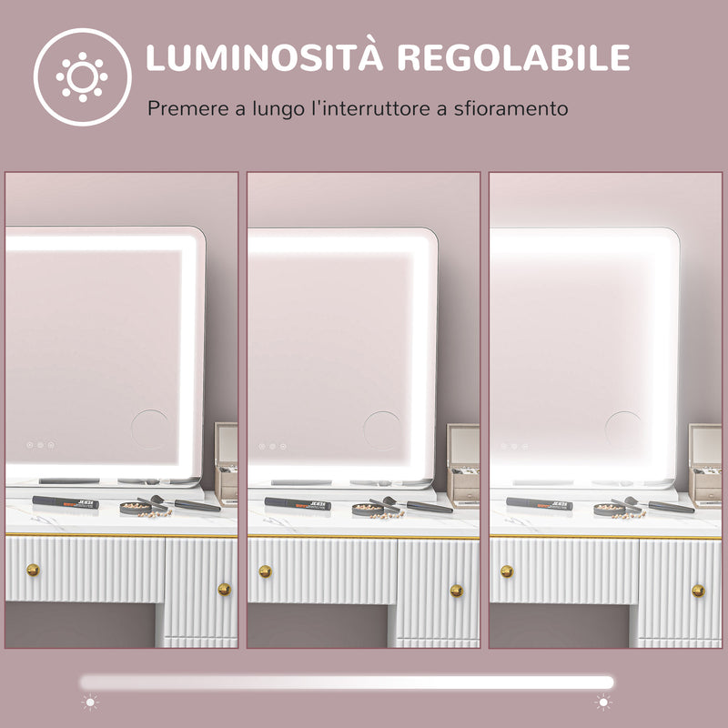 Specchio Trucco 80x62x14 cm con LED Regolabili Touch e Ingranditore 10x    -6