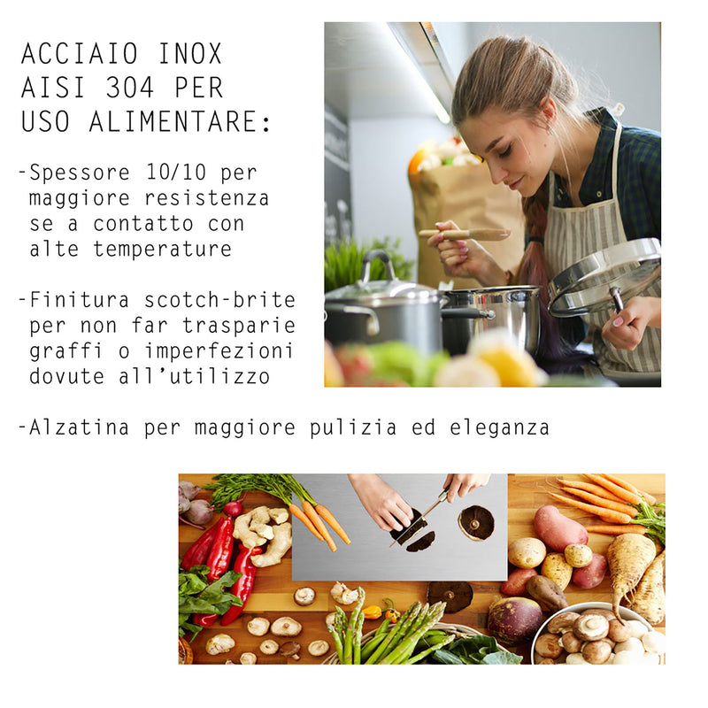 Tagliere Spianatoia per Alimenti Professionale con Alzatina 120x50 AISI 304 -4