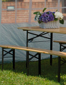 Tavolo Birreria da Giardino 220x80x78 cm in Ferro Piano in Legno-2