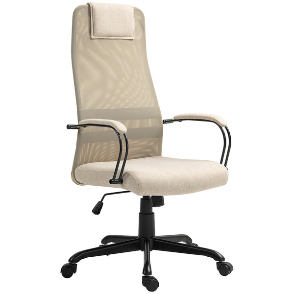 acquista Sedia da Ufficio Ergonomica Girevole con Reclinazione Altezza Regolabile 58x61x115-125 cm Beige