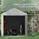 Capanno Box per Attrezzi da Giardino 160x218x172 cm Tenda in PE anti UV e Acciaio Grigio chiaro-5