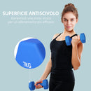 Set 2 Manubri Palestra 7 kg Pesi esagonali per Allenamento Blu-6