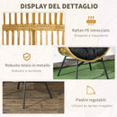 Poltrona da Giardino a Uovo con Poggiatesta e Cuscini per Seduta 89x75x143 cm in Rattan e Acciaio Sabbia e Nero-7