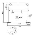 Transenna Supporto Singolo per Biciclette 870x150xH850 mm con Traverso e Piastra in Acciao Elettrozincato-5