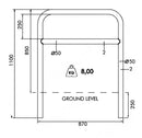 Transenna Supporto Singolo per Biciclette 870x150xH850 mm con Traverso da Interrare in Acciao Elettrozincato-2