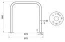 Transenna Supporto Singolo per Biciclette 870x150xH850 mm con Piastra in Acciao Elettrozincato-3