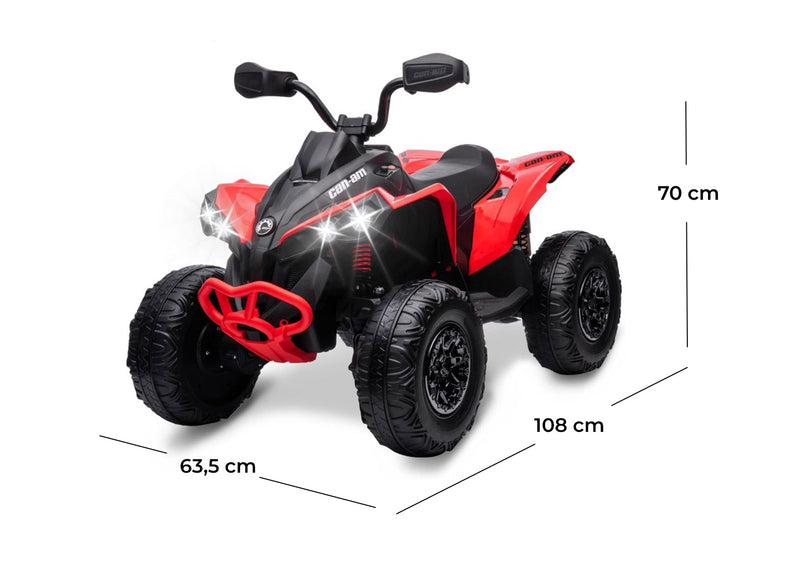 Quad Elettrico per Bambini Licenza Can-Am Renegade 12V ATV Telecomando e Ammortizzatori Rosso  -5