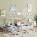 Letto per Bambini con Sponde di Protezione a Forma di Casetta 196x97,5x135 cm Bianco  -2