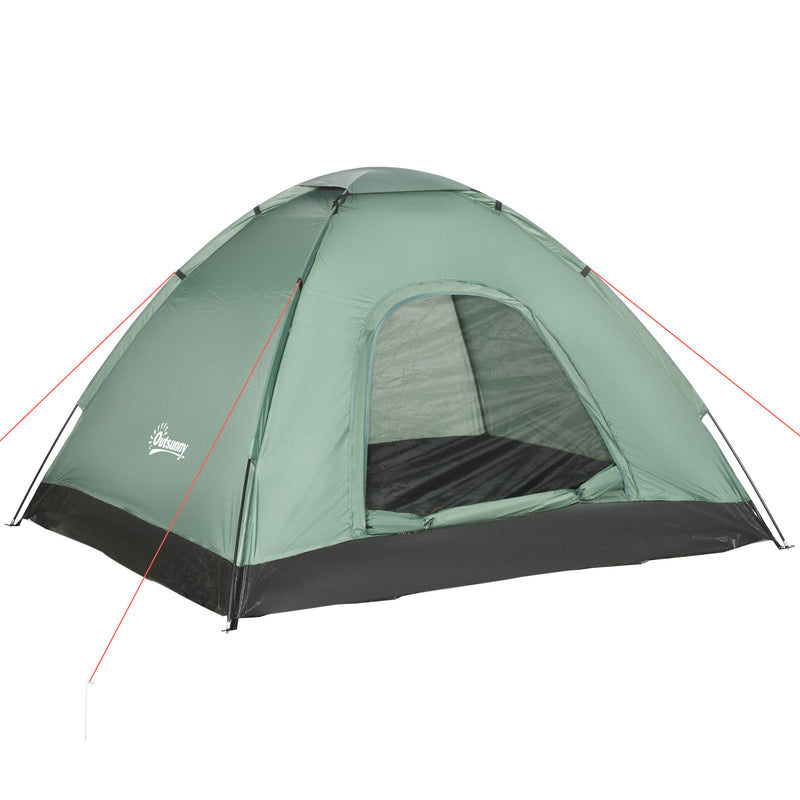 Tenda da Campeggio 2 Posti con Porta a Cerniera Zanzariera e Sacca di Trasporto 206x185x120 cm in Poliestere Verde-9