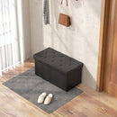 Panca Contenitore Pieghevole 84L 76x38x38 cm in Finta Pelle Nero-2