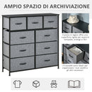 Cassettiera 9 Cassetti in Tessuto Pieghevoli Struttura in Acciaio 100x30x100 cm Nero e Grigio  -5