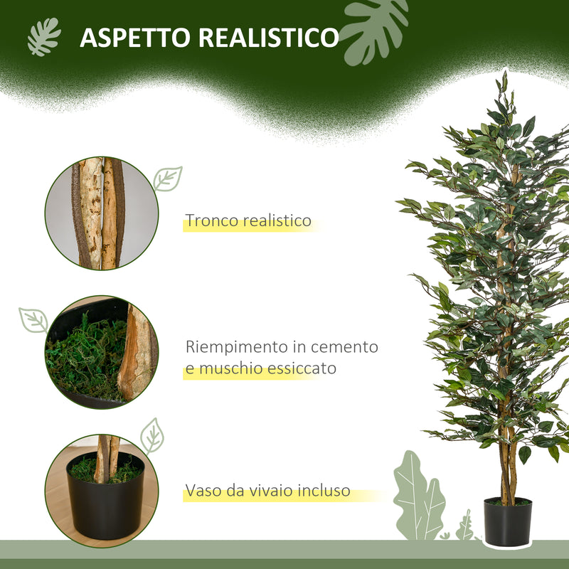 Pianta Artificiale di Ficus H150 cm con Vaso Verde-5