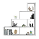 Libreria a scala 145x145x29 cm in legno bianco opaco-2