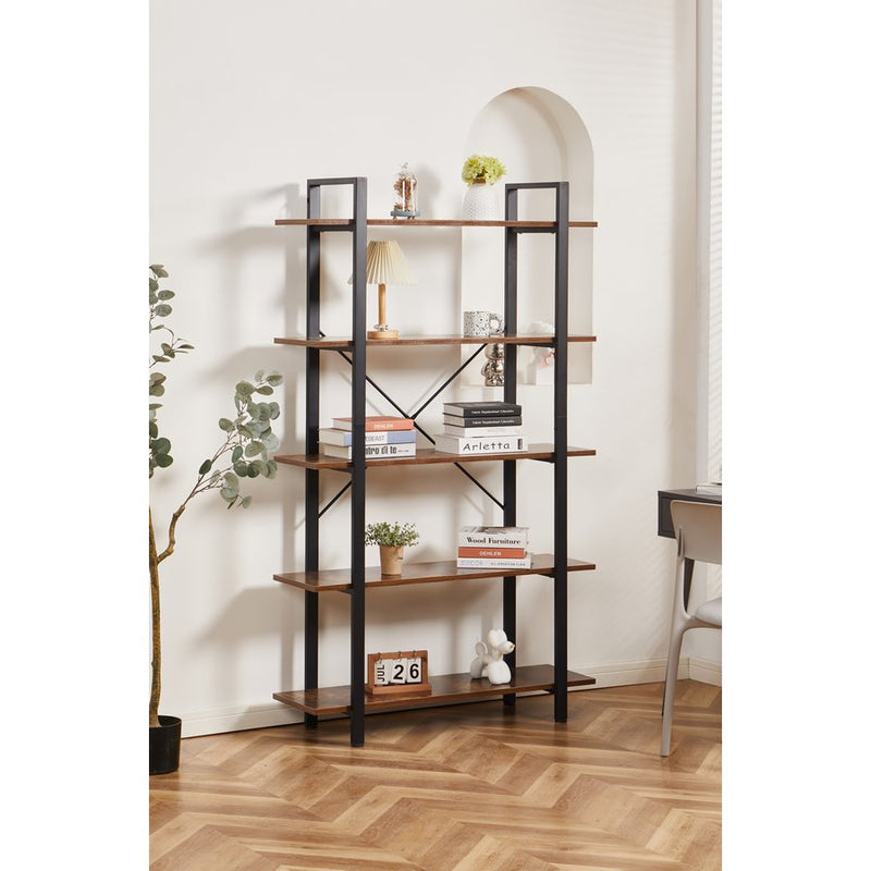 Libreria moderna con 5 ripiani 105x33,5x177,5cm in legno e metallo-4