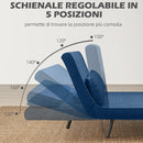 Divano Letto Schienale Regolabile 102x73x81 cm in Velluto Blu -5