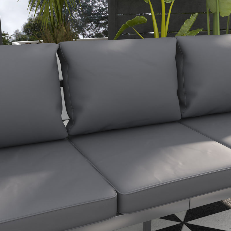 Divano da Giardino 3 Posti con Cuscini per Seduta e Schienale 185x66x64 cm in Alluminio Grigio-7