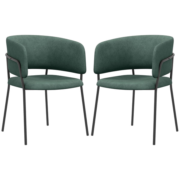 acquista Set 2 Sedie Stile Moderno 57x53x73 cm in Velluto e Acciaio Verde