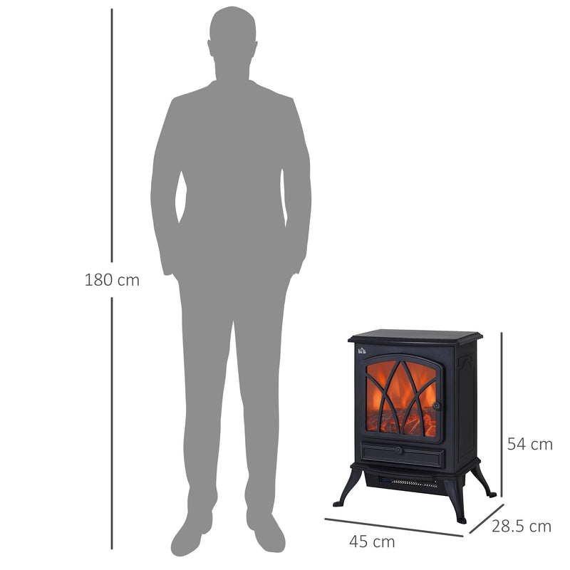 Camino Elettrico da Terra Effetto Fiamma in Stile Retrò Termostato 1000-2000W Nero -3