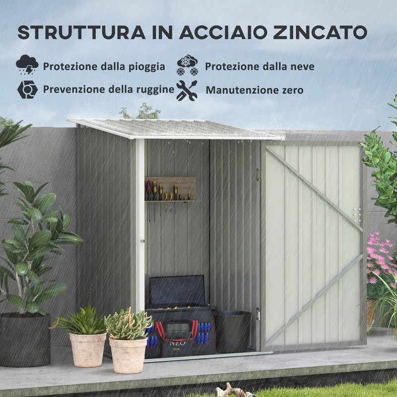 Casetta Box da Giardino 100x103x160cm in Acciaio Galvanizzato Grigio -4