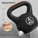 Kettlebell per Allenamento 4 kg in Plastica e Sabbia Nero  -5