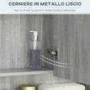 Armadietto a Specchio per Bagno con Ripiani Regolabili 3 Porte e Mensola 90x15x75 cm Grigio   -5