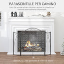 Parascintille con Antine 126x2x76 cm Pieghevole a 3 Pannelli in Metallo Nero -4