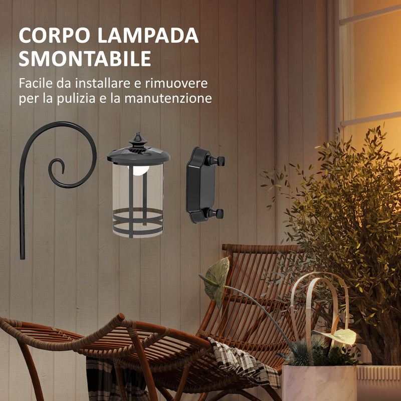 Lampada da Esterno con Pannello Solare 16,5x25,5x41 cm Impermeabile IP44 e Accensione Automatica Nero-6