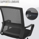 Sedia Operativa da Ufficio 45x51x94/100h cm Ergonomica con Supporto Lombare Nera-3