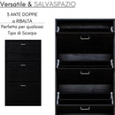 Scarpiera Salvaspazio 3 Ante a Ribalta 60x24x120h cm in Melaminico Venato a Rilievo Nero-4