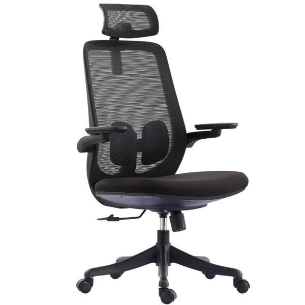 acquista Sedia Direzionale da Ufficio 62x64x119/139 cm Ergonomica con Poggiabraccia Richiudibili Nera