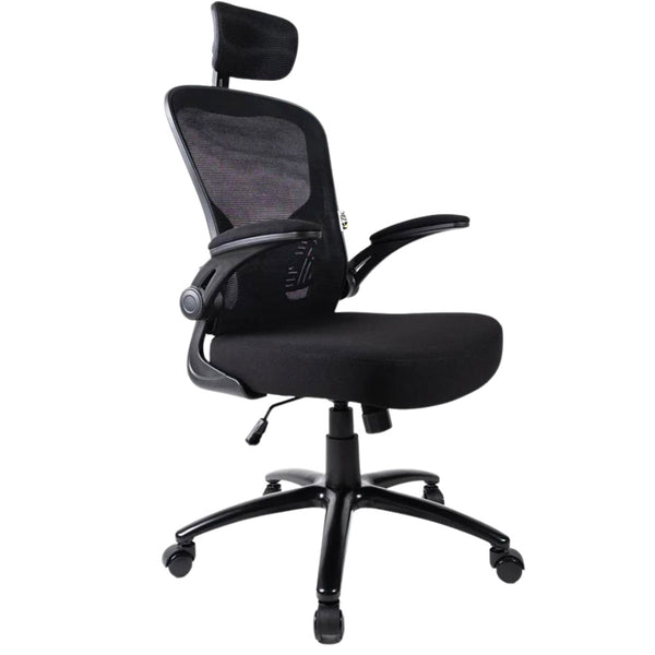 online Sedia Direzionale da Ufficio 62x63x119/129 cm Ergonomica con Braccioli Pieghevoli Certificata EN1335 Nera