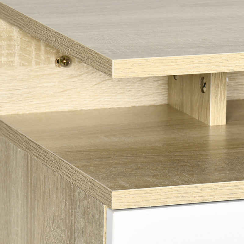 Set da 2 Comodini Sospesi con Cassetto e Ripiano Superiore 35x32x22,5 cm in Legno Bianco e Rovere-7