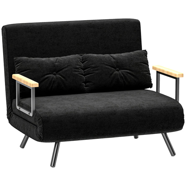 Divano Letto Schienale Regolabile 102x73x81 cm in Velluto Nero -1