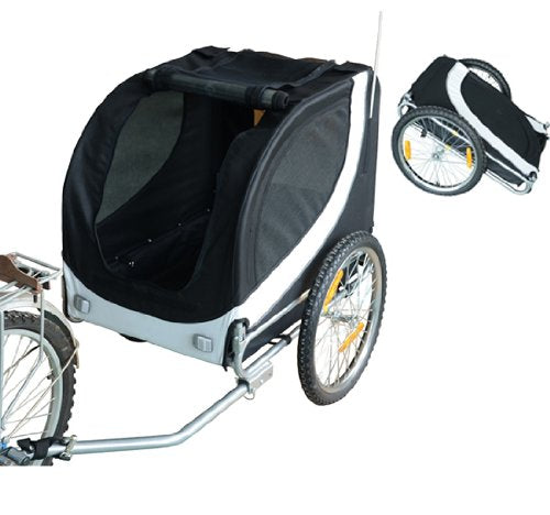 prezzo Rimorchio per Animali Domestici Pieghevole da Bicicletta 130x90x110 cm Bianco e Nero