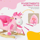 Unicorno a Dondolo Cavalcabile Peluche con 32 Canzoni 65x35x45 cm con Cintura di Sicurezza Rosa-4