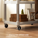 Carrello Portavivande 3 Livelli 88x44x93 cm Bianco e Argento  -4