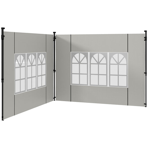 Set 2 Pareti Laterali per Gazebo 3x3m e 3x6m con Finestre 293x193 cm in PE e Plastica Bianco sconto