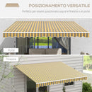 Tenda da Sole per Esterno Avvolgibile a Bracci 350x250 cm con Apertura a Manovella Giallo-5