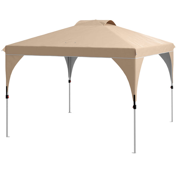 prezzo Gazebo da Giardino 3x3 m Pieghevole con Altezza Regolabile e Borsa di Trasporto con Ruote Beige