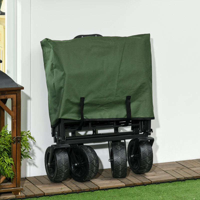 Carrello da Giardino 110L con Maniglia Telescopica e Fondo Apribile in Acciaio e Tessuto Oxford Cachi-9