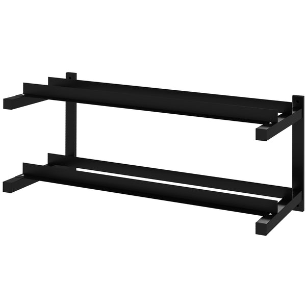 prezzo Rastrelliera Porta Manubri a 2 Livelli a Parete per 70kg max 98x40x35 cm in Acciaio Nero