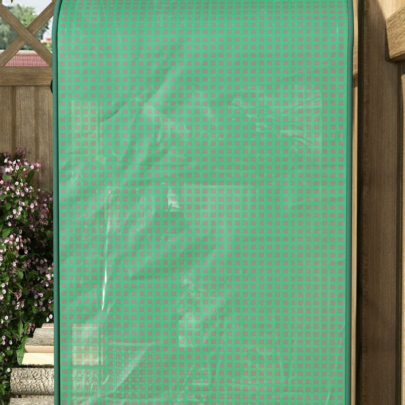 Serra per Piante a 4 Ripiani con Porta Avvolgibile 69x49x158 cm in Metallo e PE Verde Scuro-9