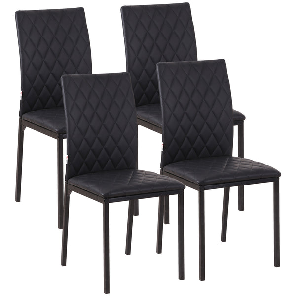 Set 4 Sedie da Pranzo in Finta Pelle Effetto Diamantato Nero sconto