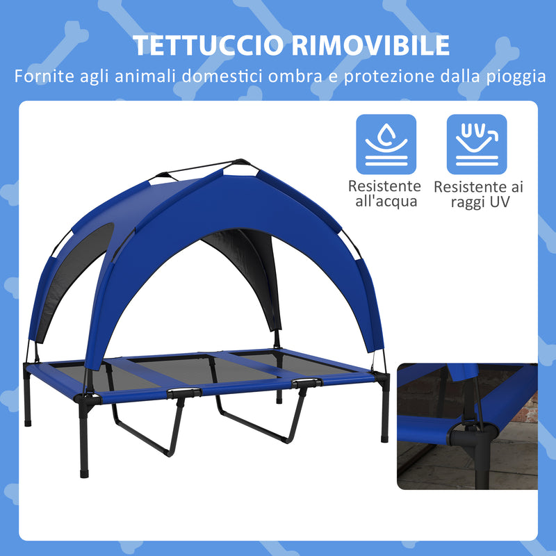 Cuccia per Cani Taglia Grande 106x76x94 cm in Acciaio e Poliestere Blu Scuro-5