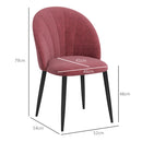 Set 2 Sedie da Pranzo in Velluto Imbottite 52x54x79 cm con Gambe in Metallo Rosso-3