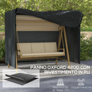 Copertura per Dondolo da Giardino 3 Posti Impermeabile e Anti UV 220x125x172 cm Nero-5